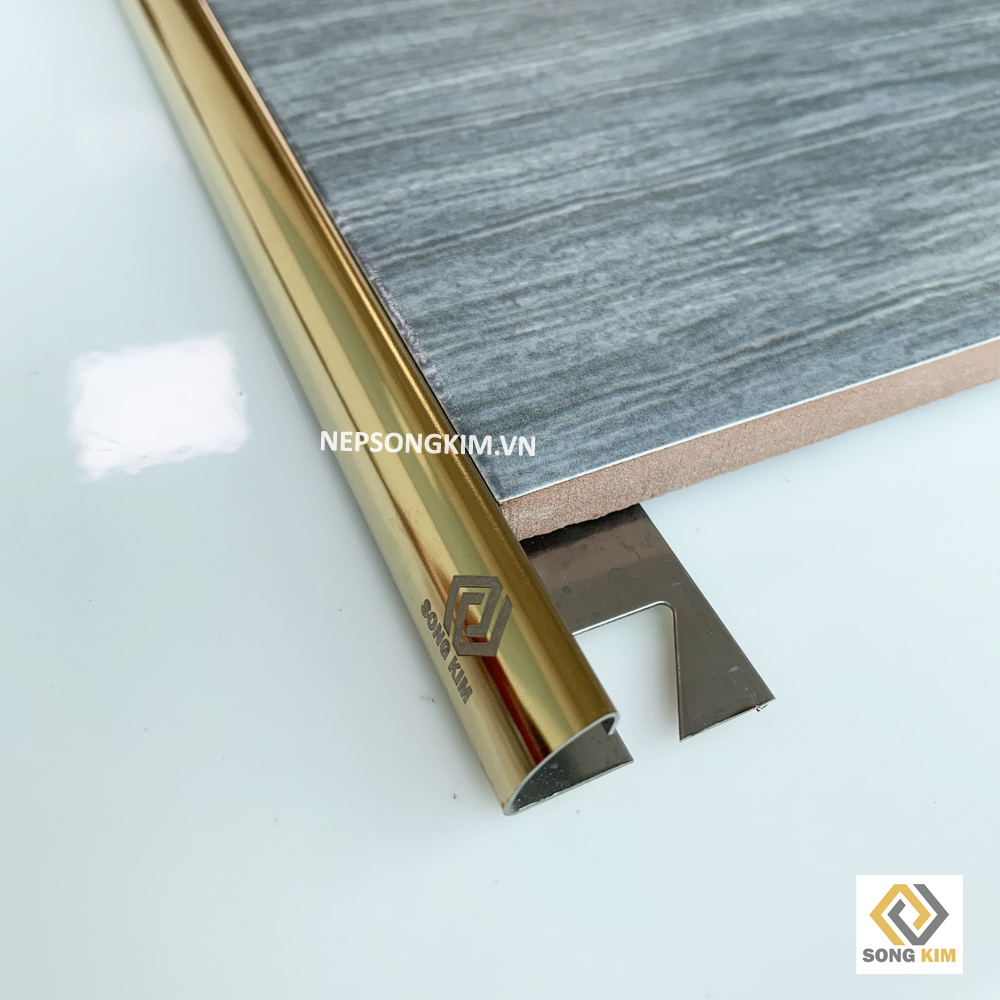Nẹp Inox Góc Tròn Vàng Bóng 12H