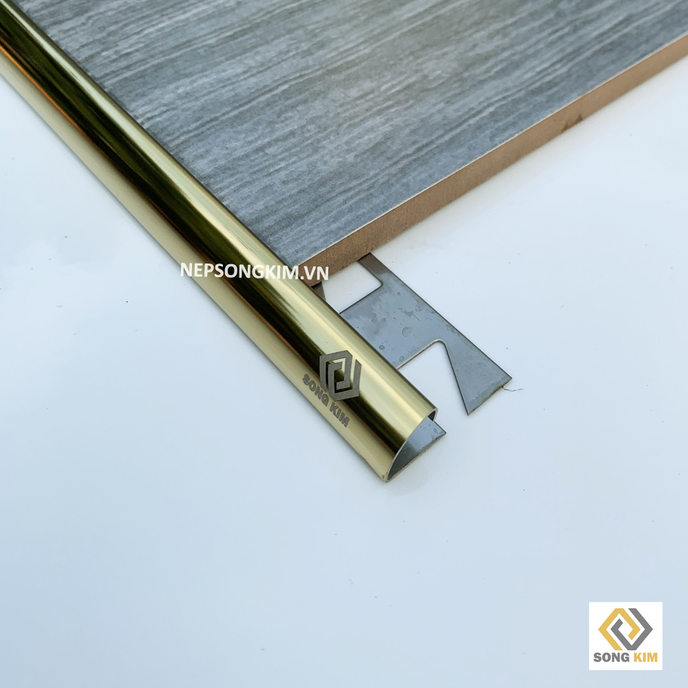 Nẹp Inox Góc Tròn Vàng Bóng 10H