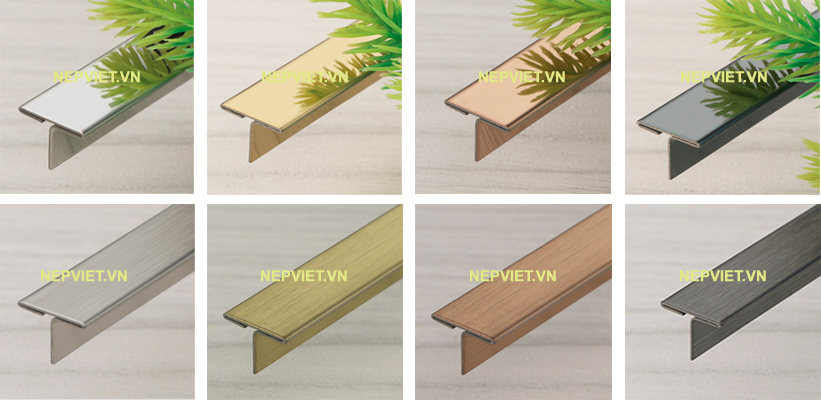 Các Màu Sắc Nẹp Inox Chữ T - Vàng, Bạc, Đen
